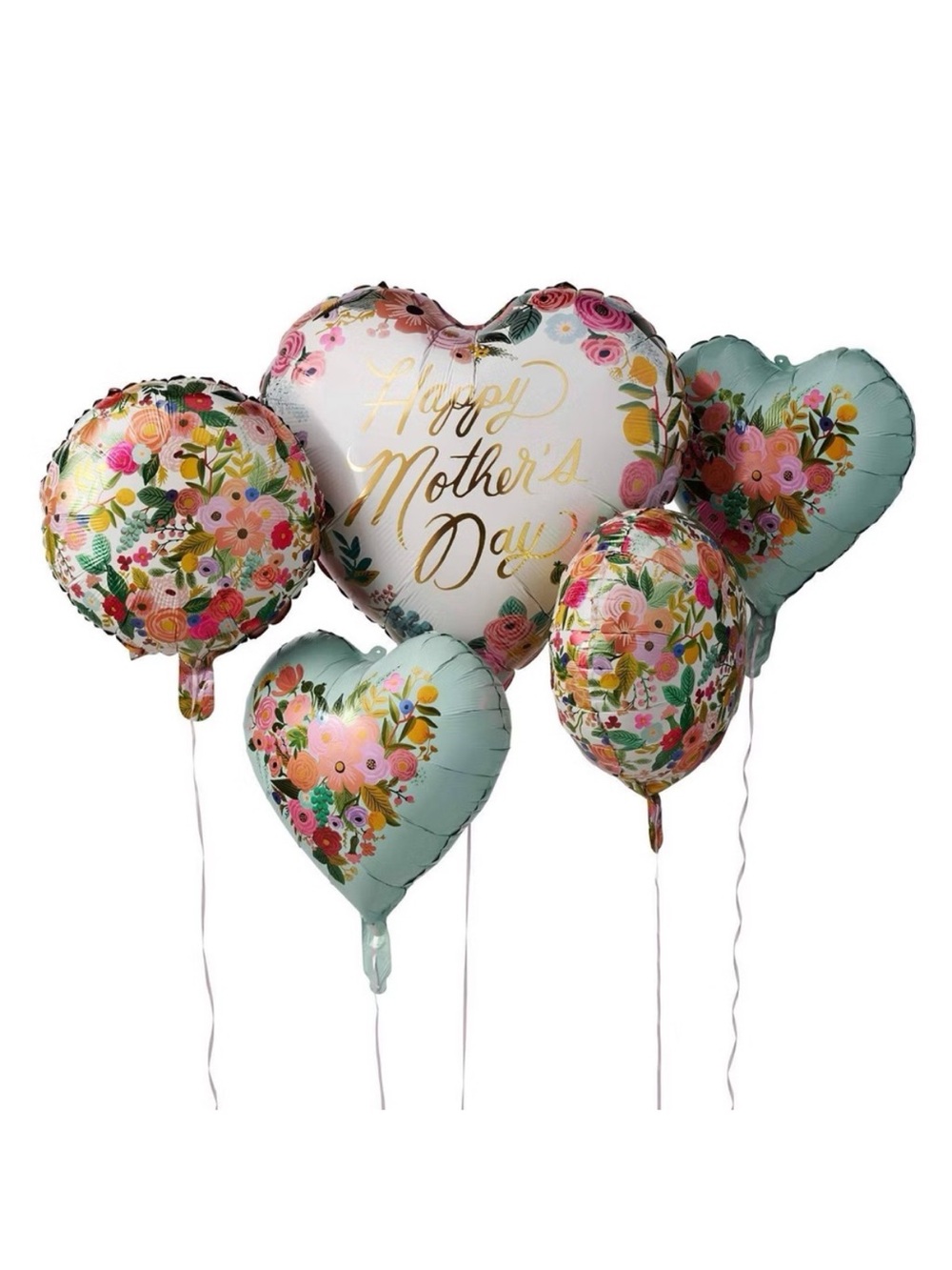 Rifle Paper Co. Floral Mother's Day Balloon Set - Mint, Pink & Gold Accents